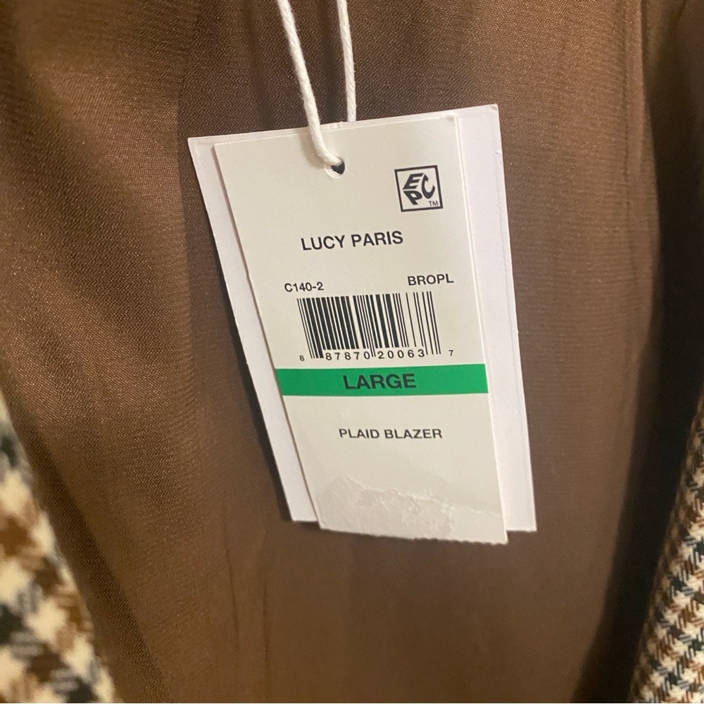 NWT Lucy Paris Women's Two-Button Notch-Collar Plaid Blazer - Size L - Picture 8 of 8